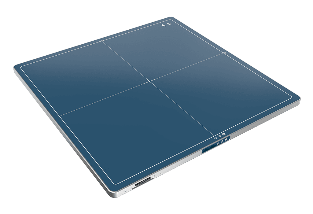 InnoCare Optoelectronics flat panel dedektör ailesi — V17 izometrik render